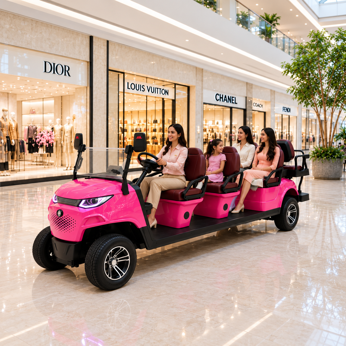 8-seater MXV Sovereign electric golf cart in 6+2 configuration