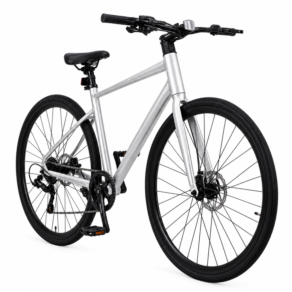 700C aluminium road bike front three-quarter view