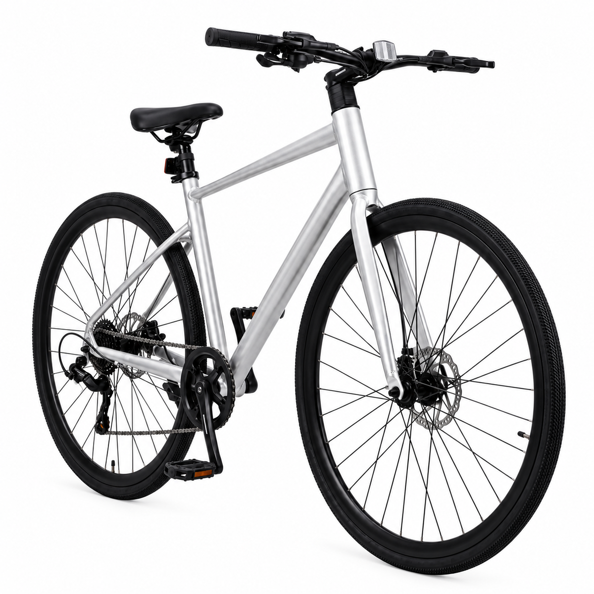 700C aluminium road bike front three-quarter view