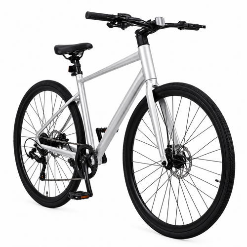 700C aluminium road bike front three-quarter view