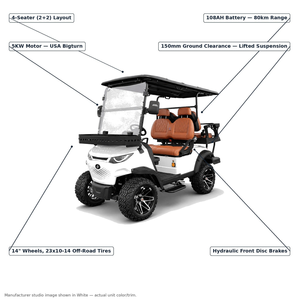 MXV Cruiser 4 Trail 4-seater lifted electric golf cart UAE – view 4