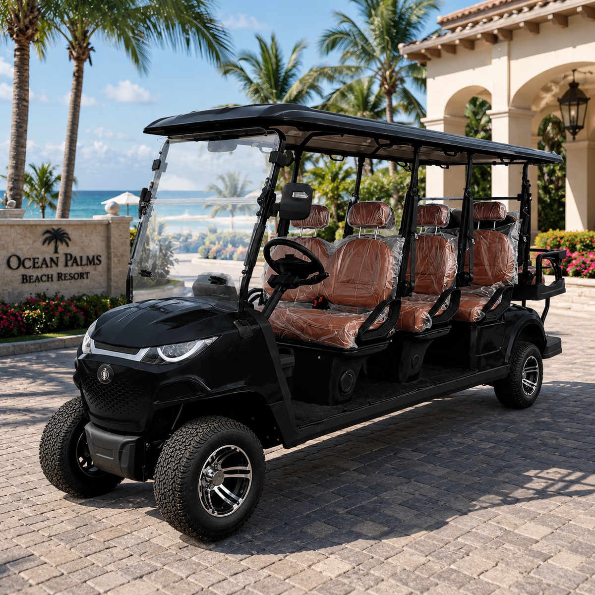 MXV Sovereign 8 black electric resort shuttle