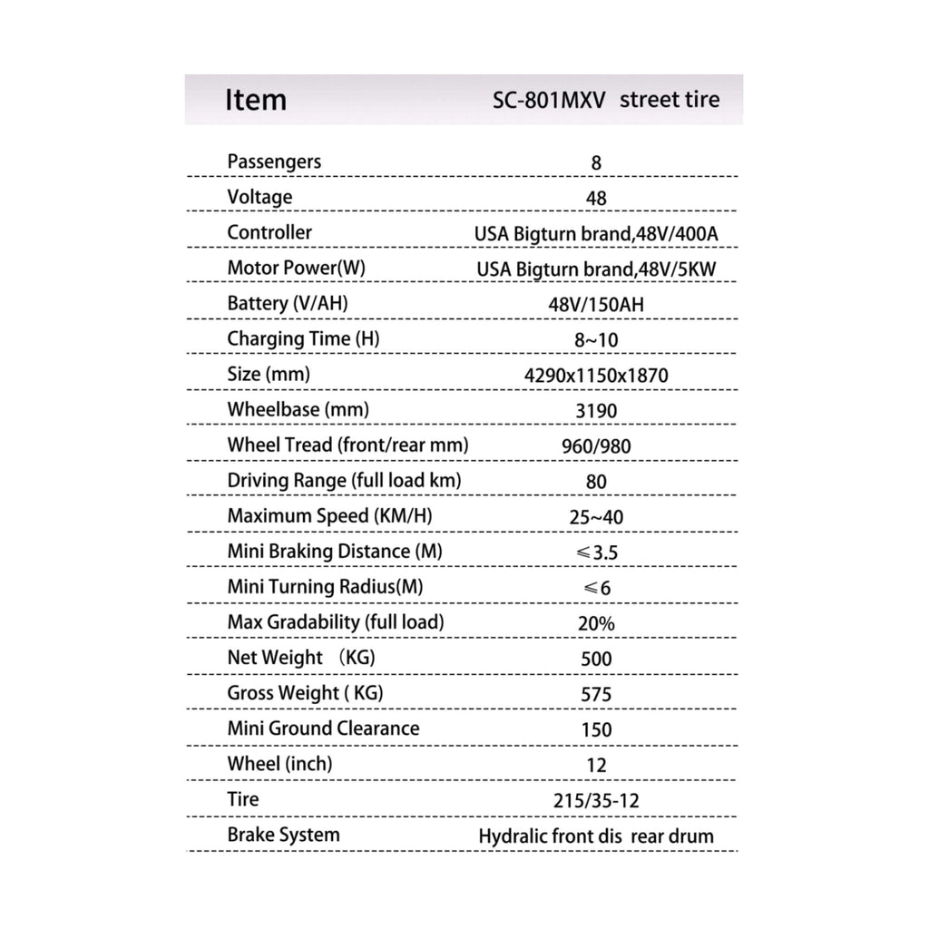 MXV Sovereign 8 technical specifications
