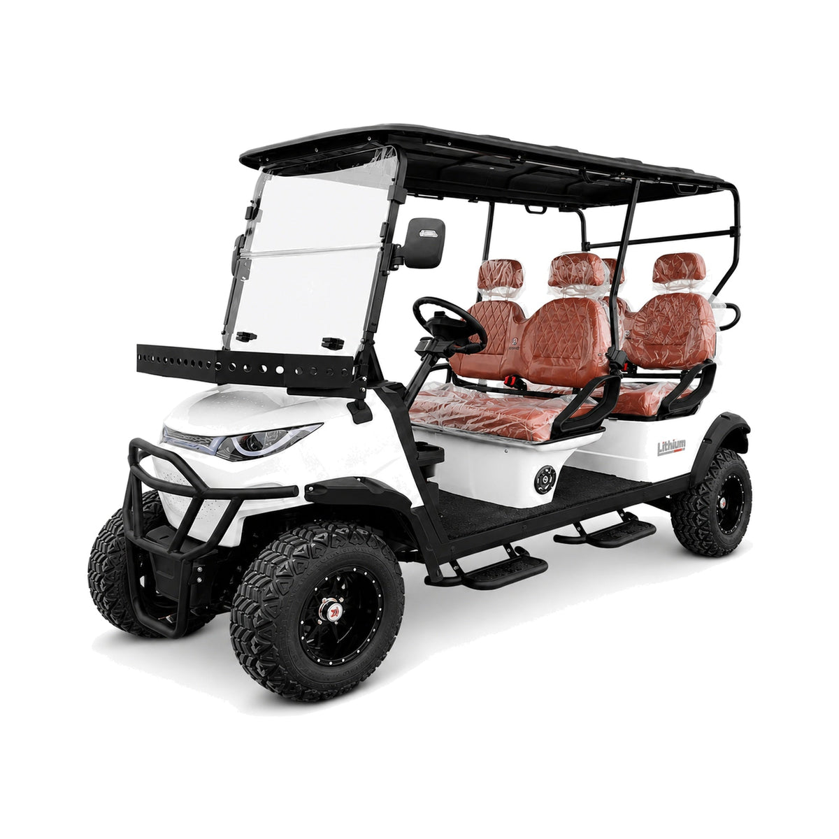 MXV Voyager 4 Trail white 4-seater lifted electric golf cart